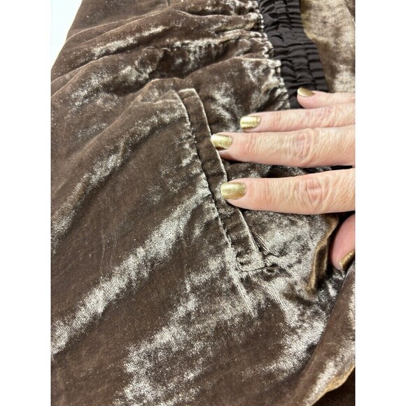 Elevenses Anthropologie Sonia Velvet Joggers Pants Dark Purple Small Cropped - Picture 13 of 16